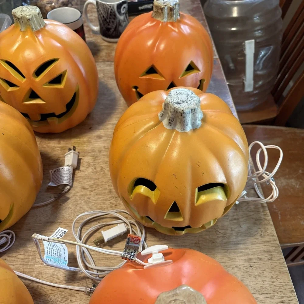 Vintage Halloween Light Up Jack O Lantern Pumpkin Lot 6 Seasons Target Decor